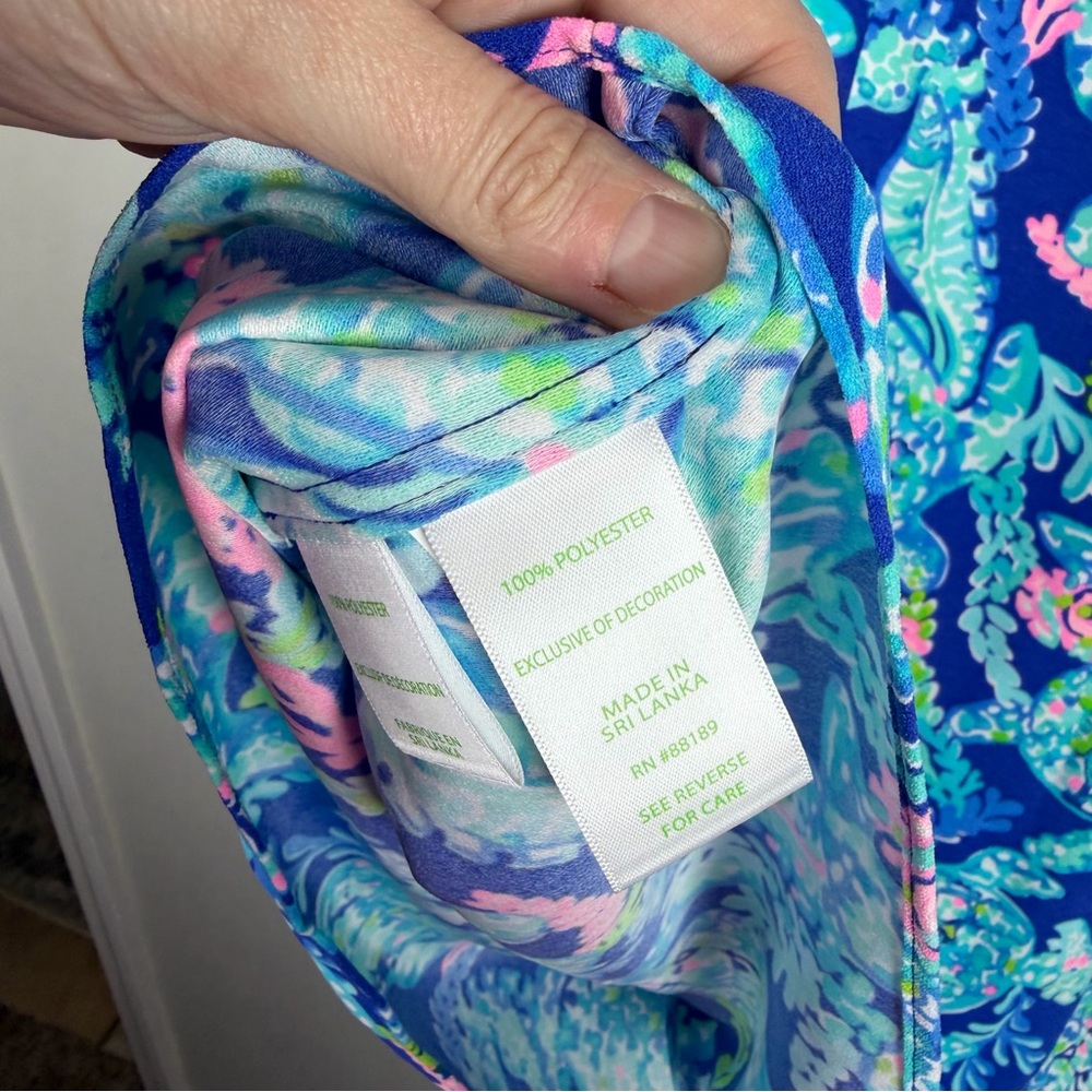 NWT Lilly Pulitzer Jane Shift Dress Turtle Villa CORSICA BLUE Size 14 Beach - Picture 11 of 14